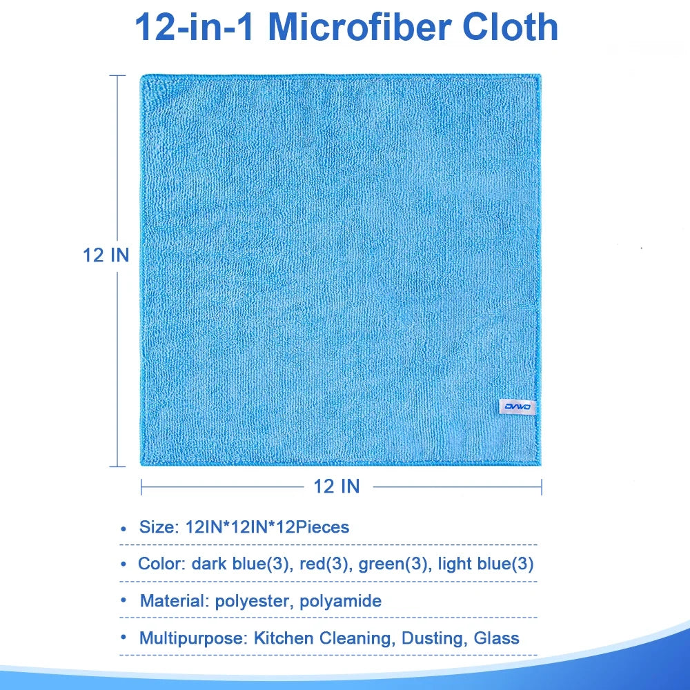 12Pcs Premium Microfiber Cleaning Cloth for Household Cleaning, 12" X 12"