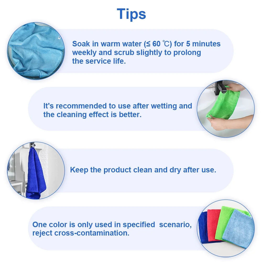 12Pcs Premium Microfiber Cleaning Cloth for Household Cleaning, 12" X 12"