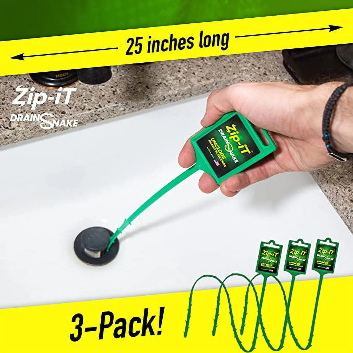3PK Drain Cleaner from Original Inventor