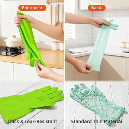 Synthetic Rubber Gloves, Medium Size, 11.8 Inches, 3 Pairs 3 Colors for Household Cleaning, Dishwashing and Other Home Cleaning Use